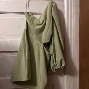 Elegant Olive Green Off-Shoulder dress